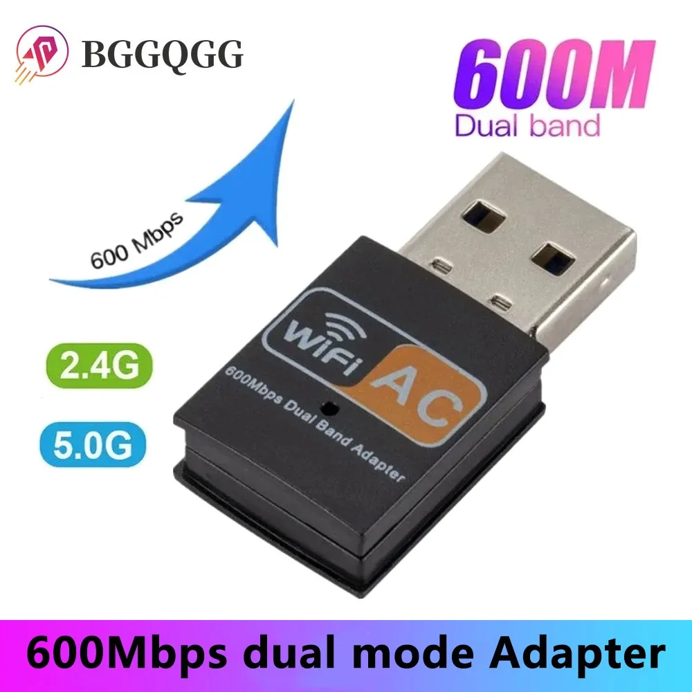 

BGGQGG Wireless USB WiFi Adapter 600Mbps wi fi Dongle PC Network Card Dual Band wifi 5 Ghz Adapter Lan USB Ethernet Receiver