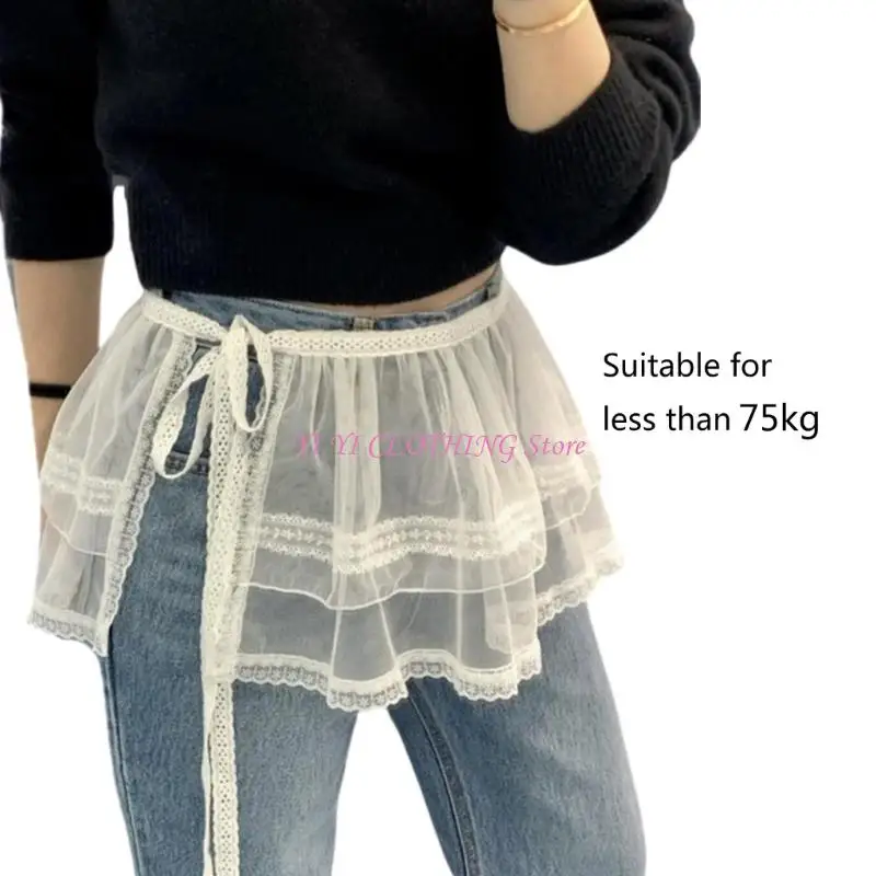 N5KF unieke kant- en mesh rok mode damesrok voor date night of alledaagse slijtage