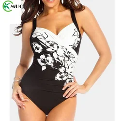 MUOLUX Plus Size stroje kąpielowe 2024 Sexy Push Up kobiety jednoczęściowy strój kąpielowy Vintage brazylijski Monokini kontrolujący brzuch 4XL