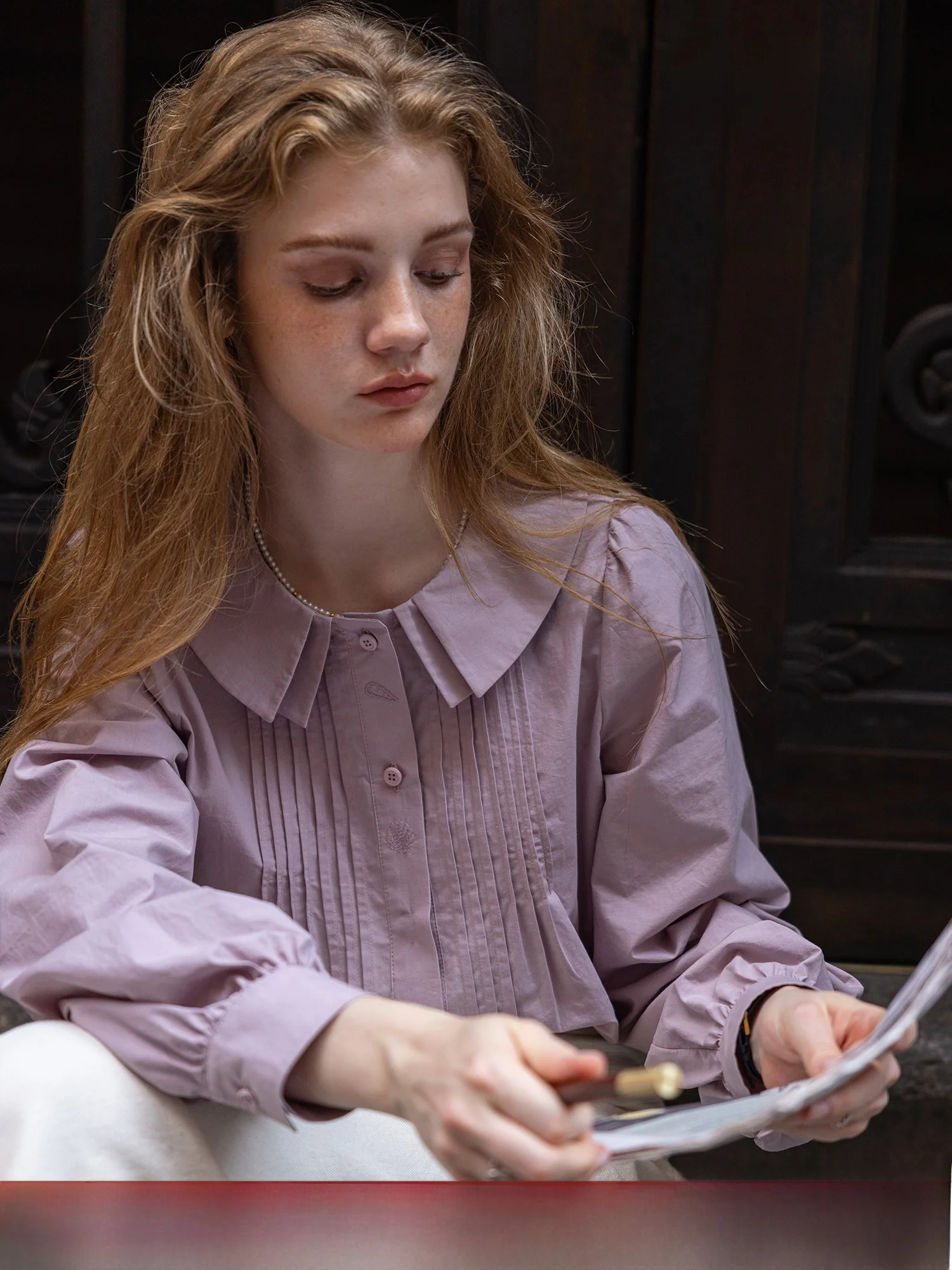 

Romantic Mate Cotton Linen Blend Heavy Embroidery irt Women's Straight Cut Long Sve Breathable Comfortable French Sle Top