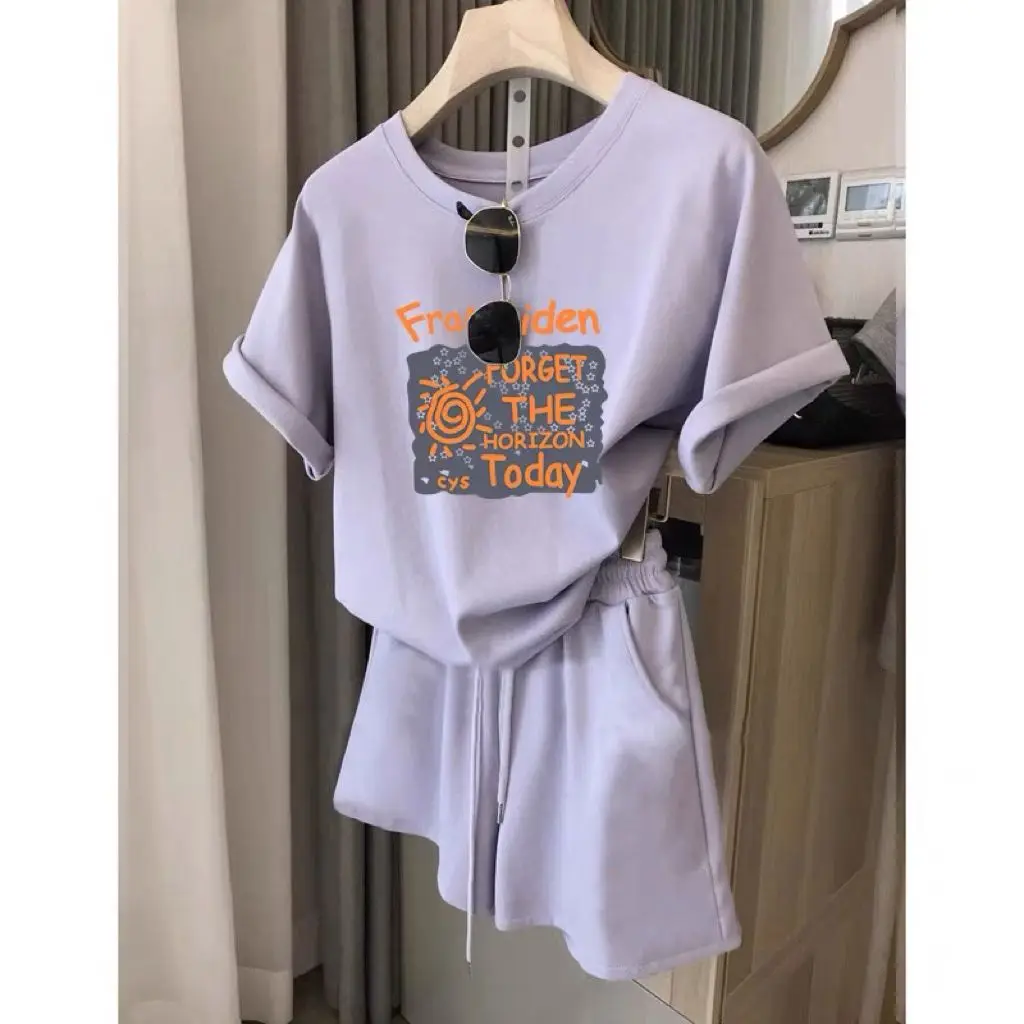 Female Summer New Student Loose Western Style Age Reducing Fashion Sports Style Leisure Set