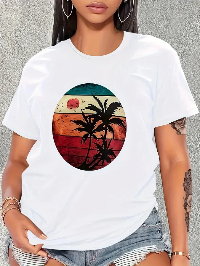 Women White Cotton Crew Neck Short Sleeve T Shirt Coquette Minimal Gen Z Christian Faith Typography Print Of Course I Talk To God Church Daily Casual Spring Summer Faith Graphic Tops