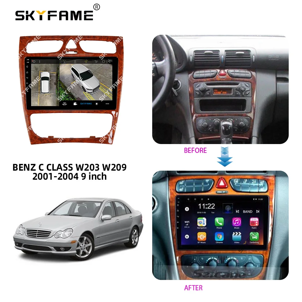 SKYFAME รถกรอบ Fascia อะแดปเตอร์กล่อง Canbus ถอดรหัส Android วิทยุ Dash ชุดแผงติดตั้งสําหรับ Benz W203 W209 C \ CLK Class