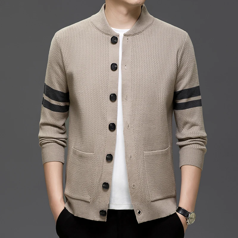 

Spring and Autumn Collar Knitted Sweater Cardigan Men's High End Sensation Men's Casual High Quality Sweater Coat Trendy