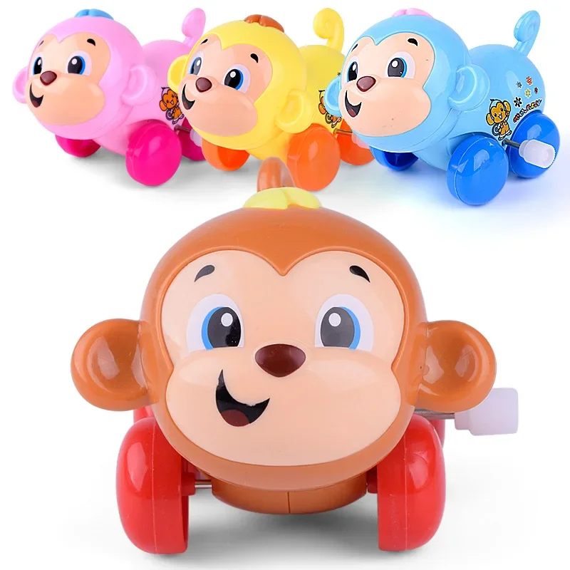 1Pcs Fun Kids Cartoon Animal Dog/Cat/Cattle/Lion/Monkey Wind Up Toy Mini Crawling Clockwork Classic Toys Newborn Baby Spring Toy