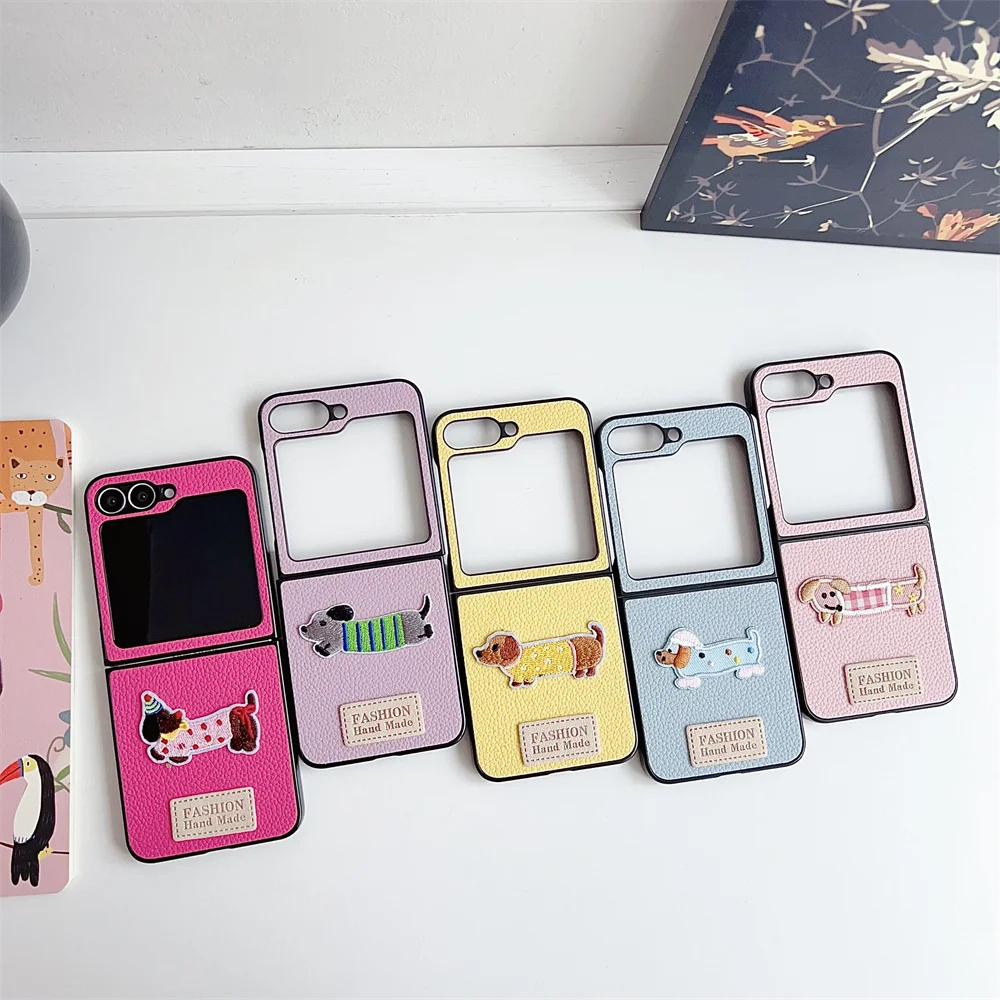 Shockproof Cartoon Leather Phone Case for Samsung for Galaxy Z Flip 7 6 5 4 3 Flip7 Flip6 Flip5 Flip4 Flip3 5G Protective Cover