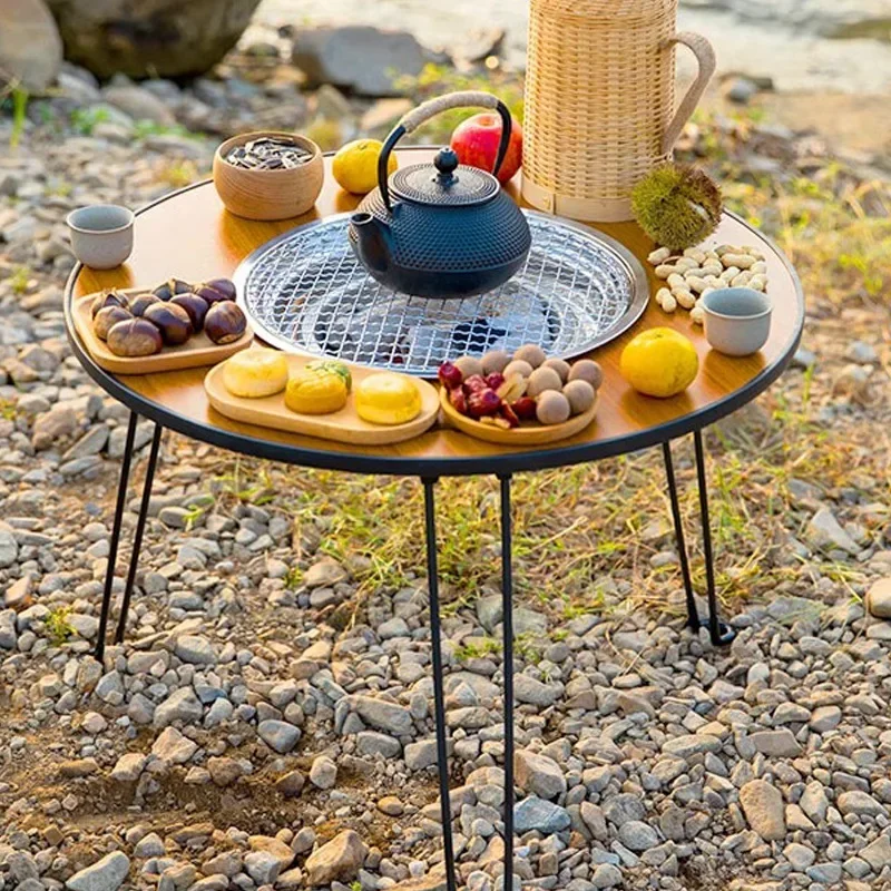 

Outdoor Folding Tables and Chairs Camping Stove Barbecue Grill Cooking Tea Table Hot Pot Integrated Portable Outdoor Table