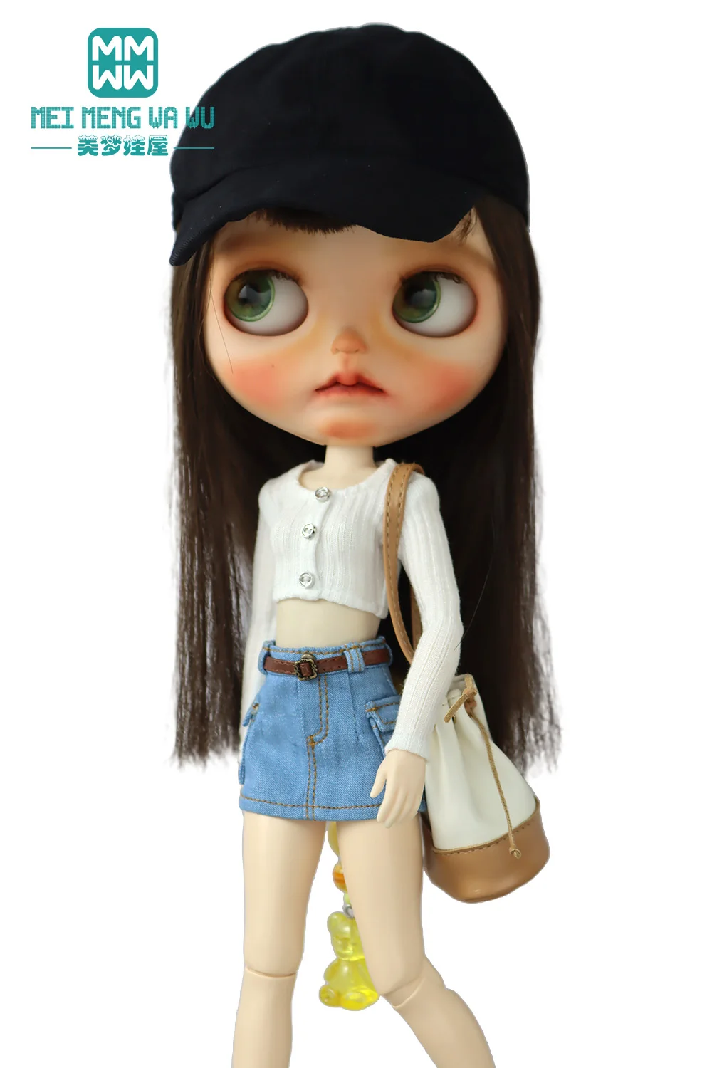 28 cm Blyth-Puppenkleidung, modische bonbonfarbene Blusen, Mini-Jeansröcke für OB23 OB24 Azone-Puppenzubehör – Detail 34