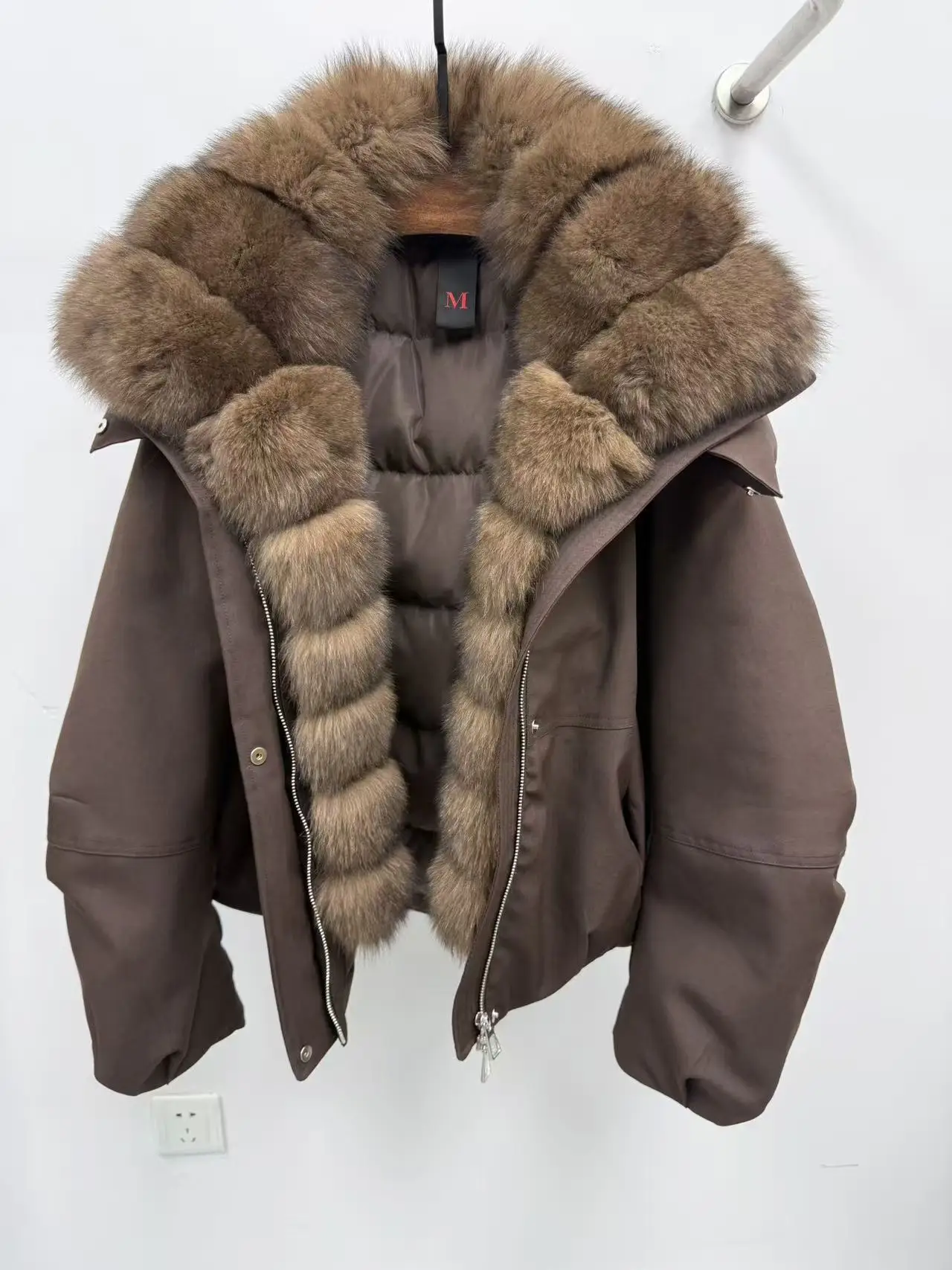 2025 جديد l ياقة من الفرو الأبيض أوزة أسفل سترة ort Thiened الدافئة المرأة أسفل Jaet تخفيف Sle أنبوب مستقيم #5