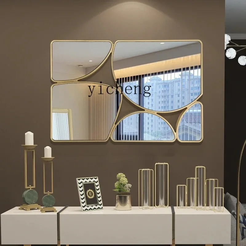 JI-18 Retro Fireplace Decorative Mirror Light Luxury Wall Decoration Pendant Irregular Mirror Creative Background Wall Pend