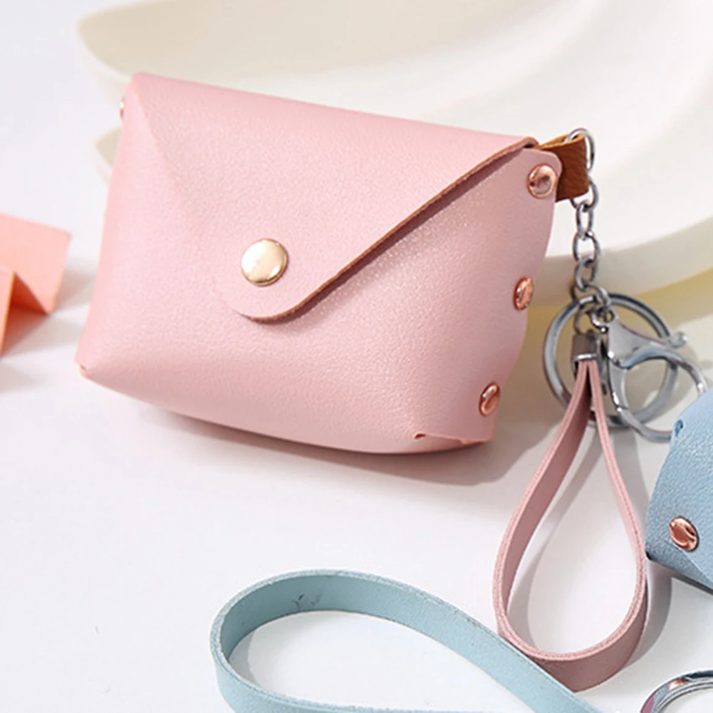 Cartera con llavero para mujer con cremallera Monedero de cuero PU Cartera de pulsera de moda Cartera pequeña para ir de compras y viajes