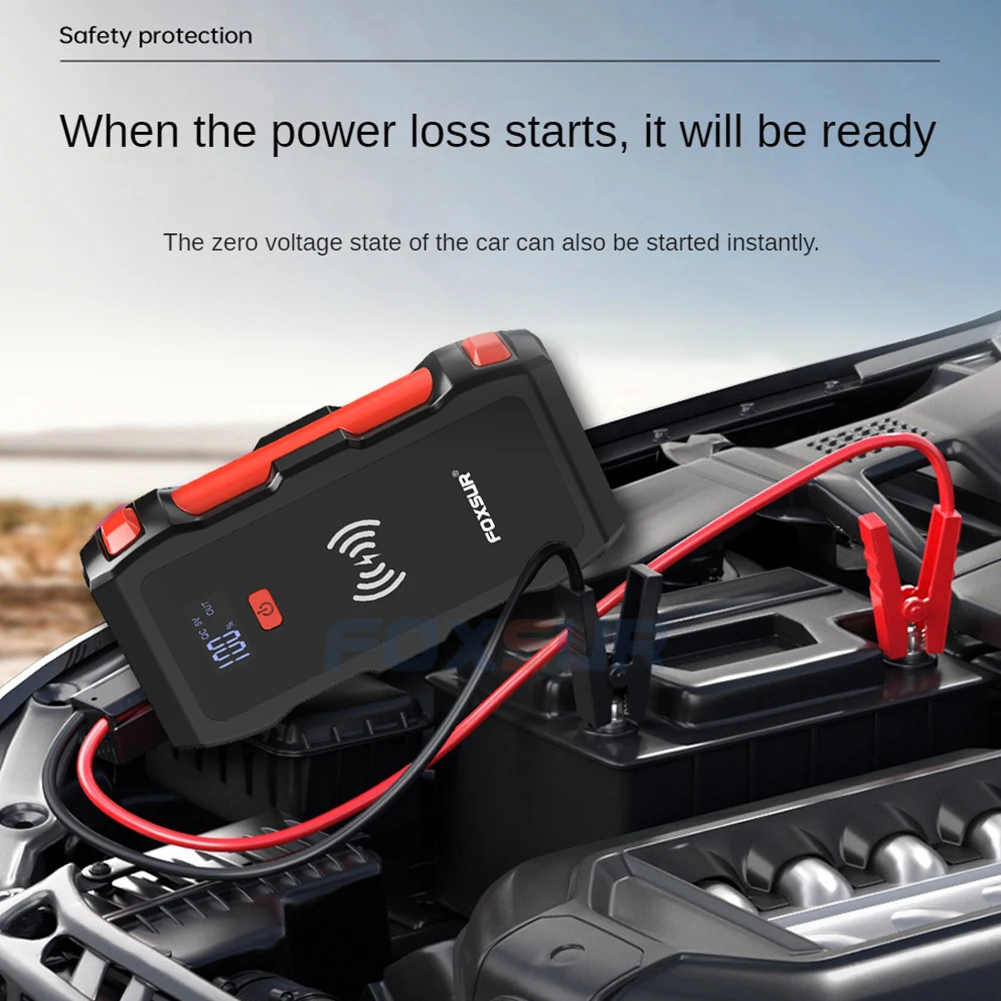 Portable Battery Charger Power Bank 26800mAh Wireless Charging Safety Hammer Jump Starter LCD Screen Safety Battery Charger 800A