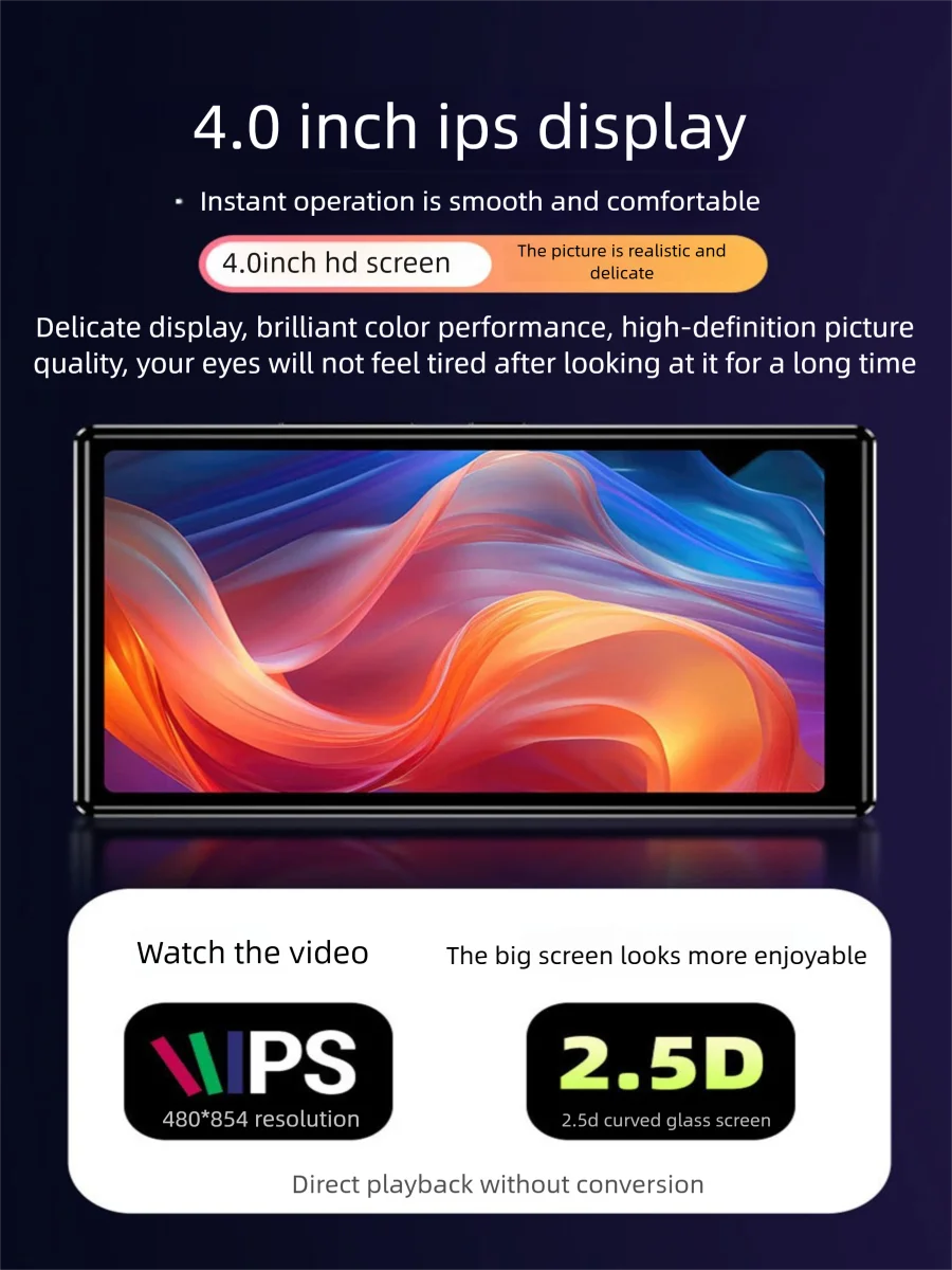 مشغل Mp4 بلوتوث 4.0 بوصة تعمل باللمس أندرويد 8.1 HiFi بدون فقدان الموسيقى Type-C مشغل Mp3 جهاز Walkman الرياضي مع راديو FM