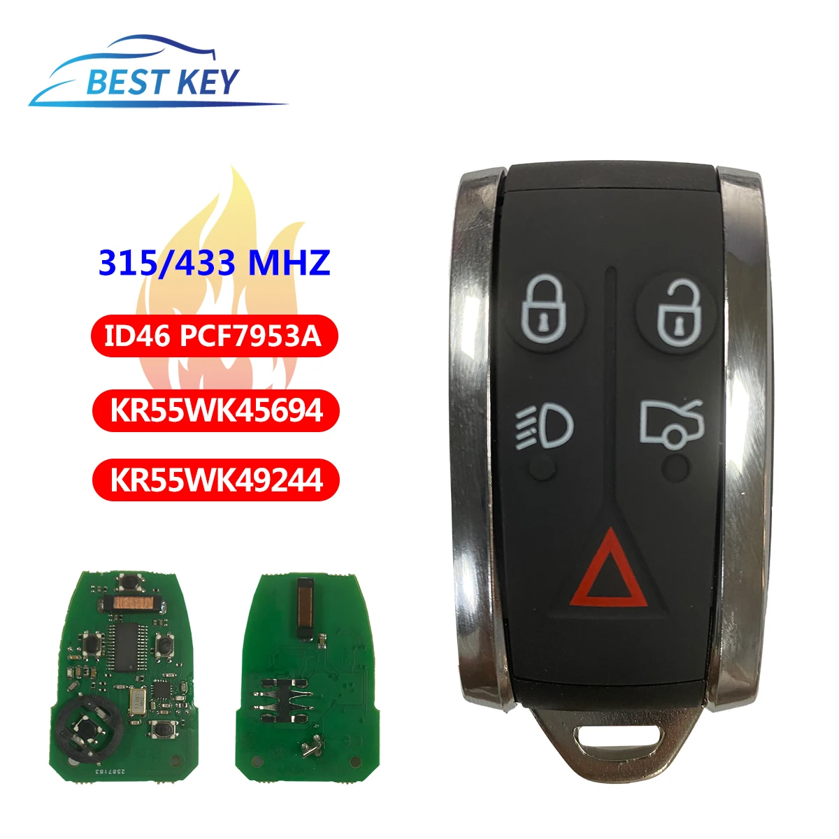 

BEST KEY Car Remte Key For Jaguar XF XF XFR XK XKR 2009 2010 2011 2012 2013 PCF7953A 315/434Keyless Entry FCCid :KR55WK49244