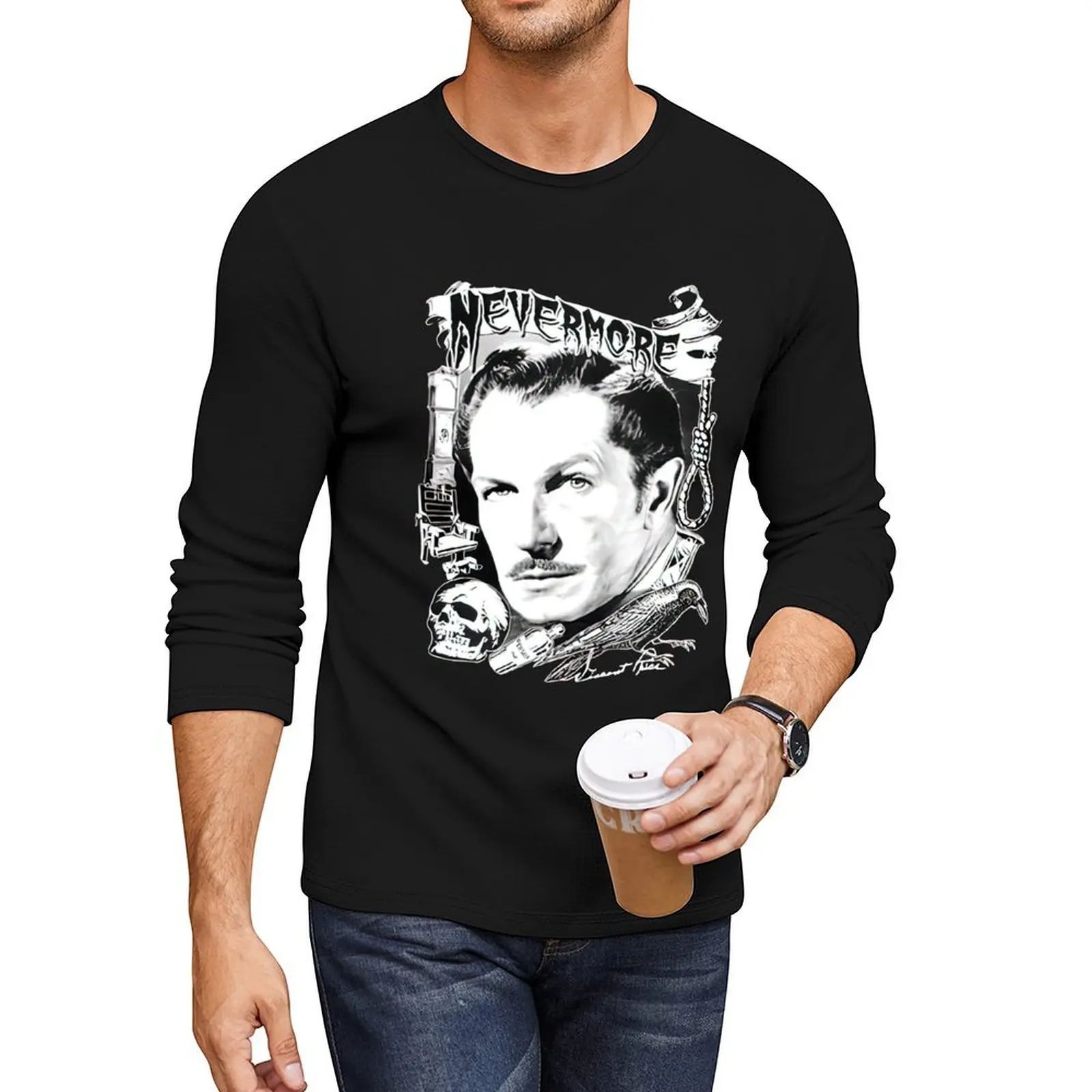 

Vincent Price Nevermore Long T-Shirt sweat shirt sublime t shirt plain t-shirt black t shirt t shirts for men
