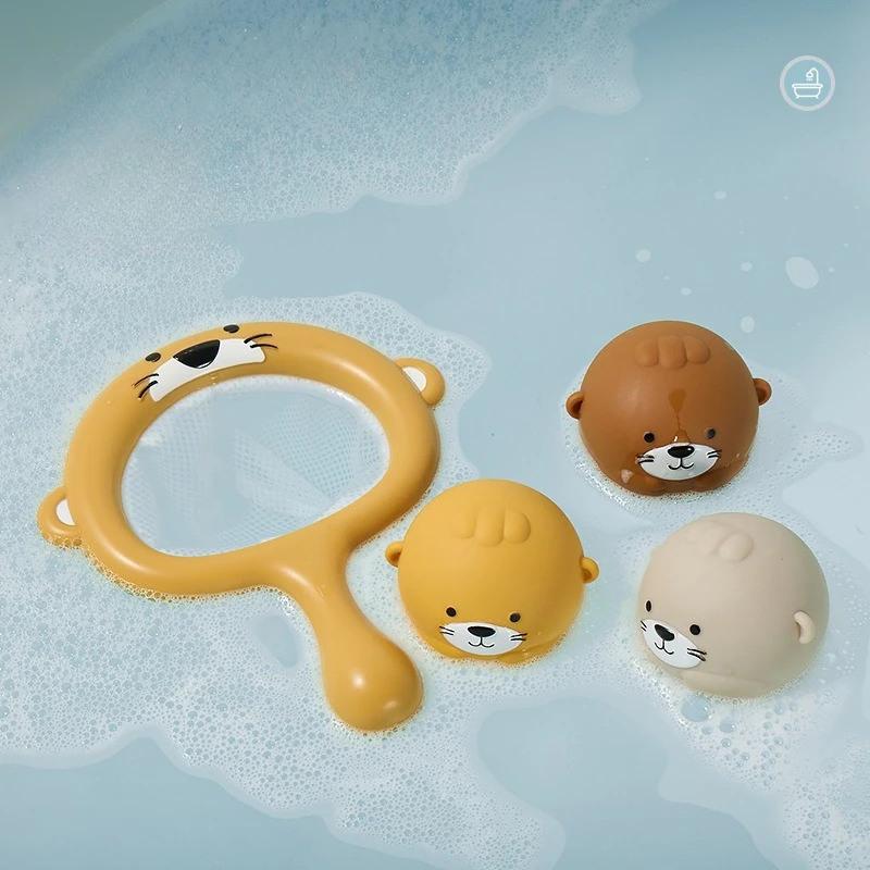 Jouets de bain pour bébé, loutres mignonnes, jouets pour enfants, balles flottantes, filet de pêche, jeu d'eau pour enfants, récupération Parent-enfant