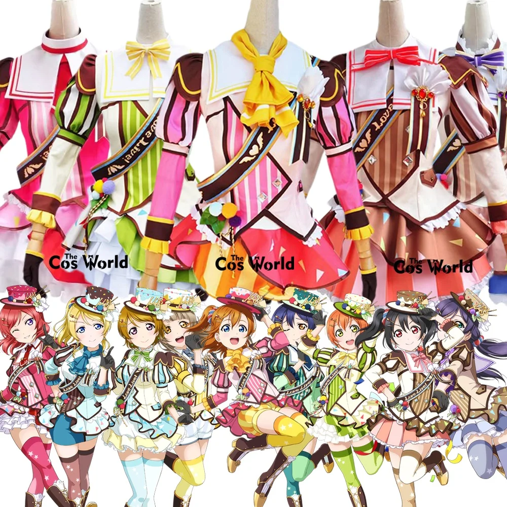 Disfraces de Cosplay de Anime Personalizables de Love Live Ice Cream, Kousaka Honoka, Minami Kotori, Sonoda Umi, Yazawa Nico, Ayase Eli