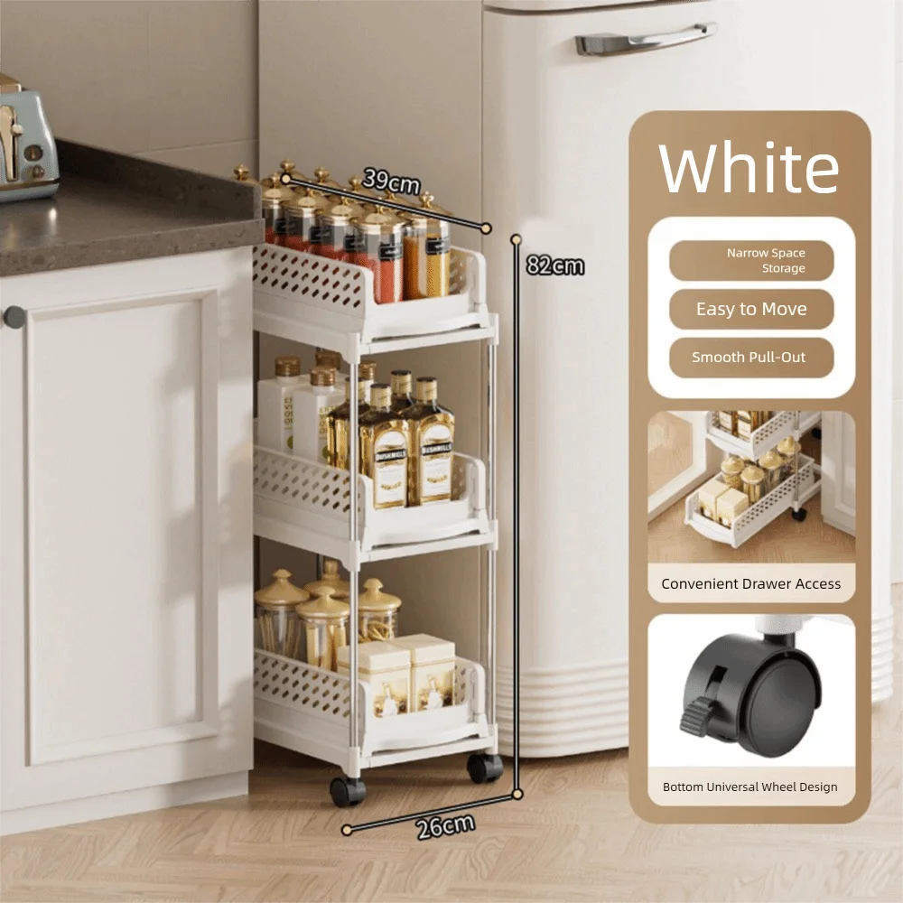 

Plastic 2/3/4 Tiers Rolling Cart Large Capacity with Wheel Mobile Storage Rack Space Saving Multi-Layer Storage Rack Cosmetic