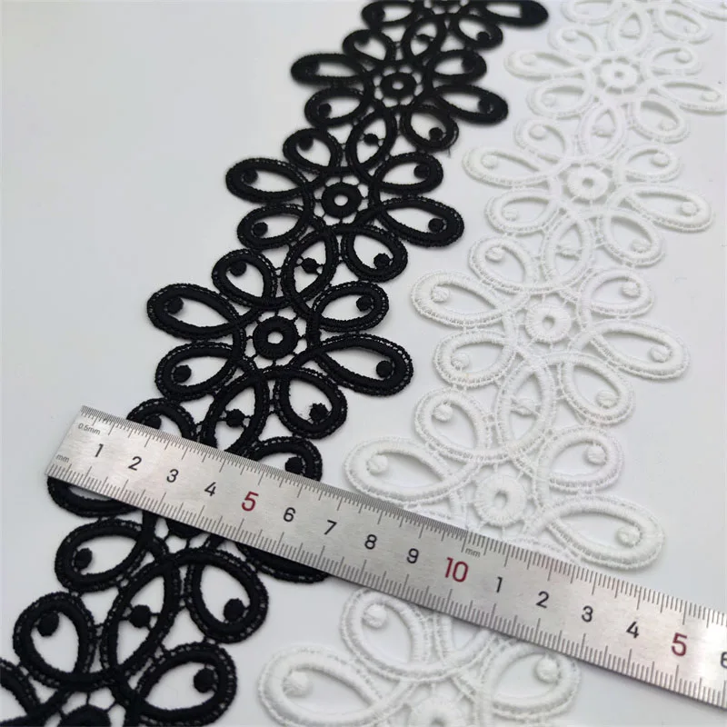 Black White Lace Appliques Embroidered Net Lace Fabric Trim Ribbons DIY Sewing Handmade Craft Materials