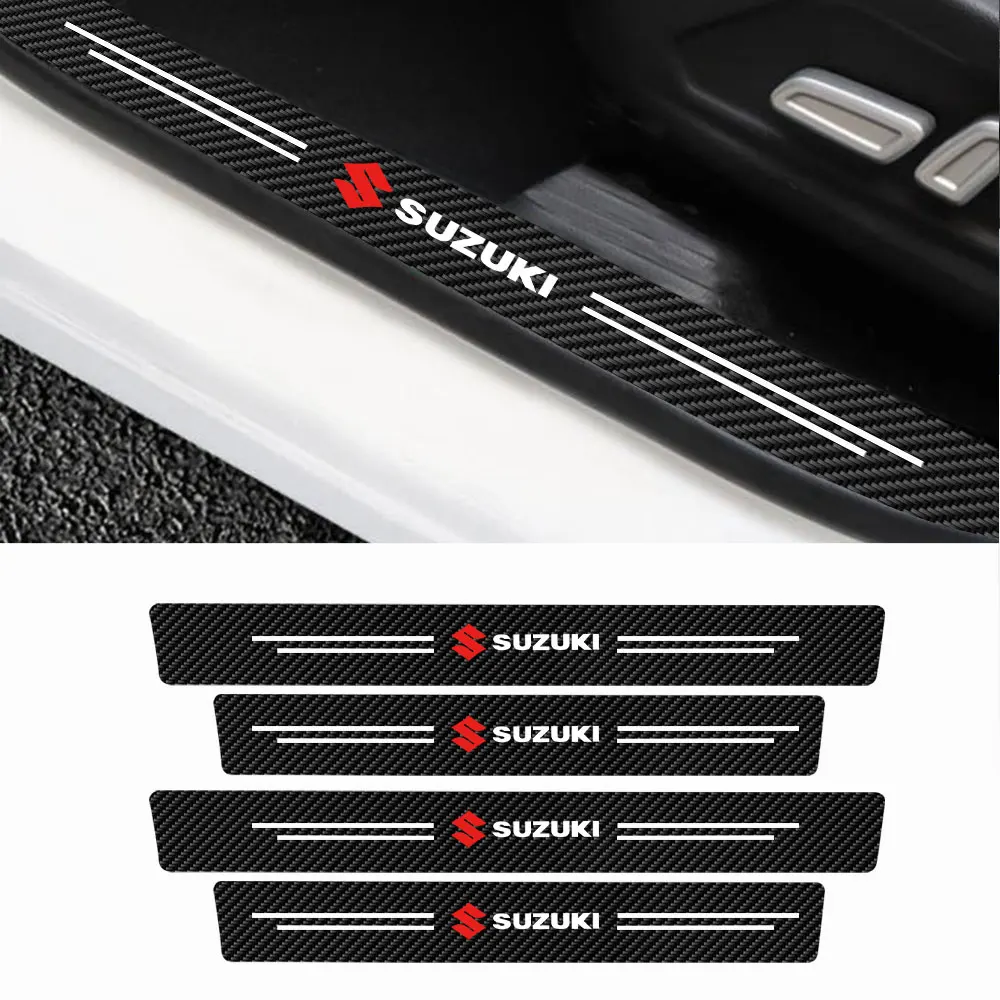 

Car Imitation Carbon Fiber Leather Door Sill Logo Sticker For Suzuki SX4 Swift Jimny IGNIS ALTO Samurai Grand Vitara Baleno