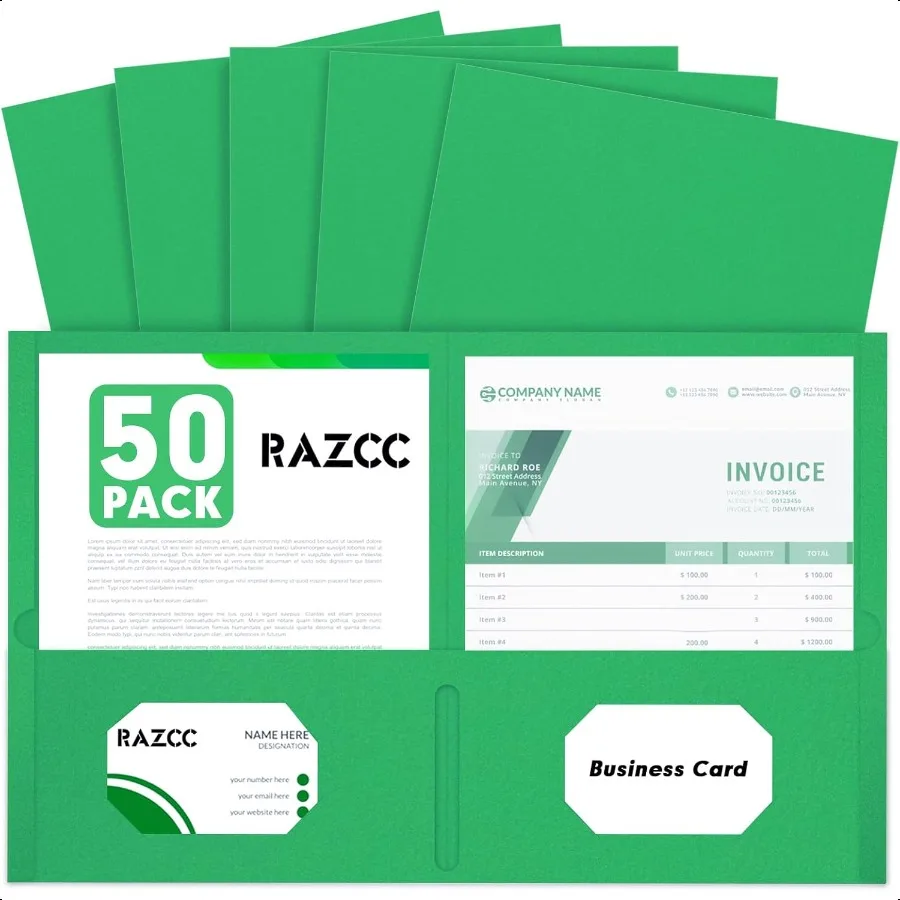 

Two Pocket Folders 50 Pack 2 Pocket Folders Fit Letter Size Paper Paper Folders with Pockets for School Office Busin Home Green