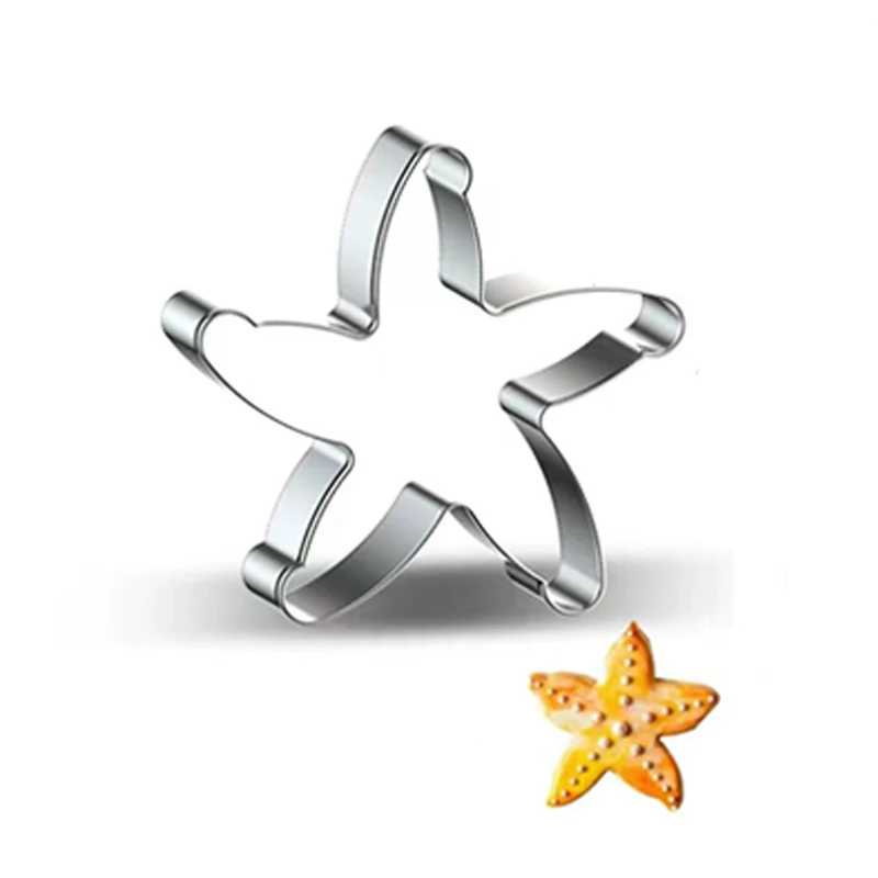 3pcs Seahorse Starfish Seashells Cookie Cutter Mold Stainless Steel Mermaid Tail Biscuit Mold Fondant Pastry Decor Baking Tools