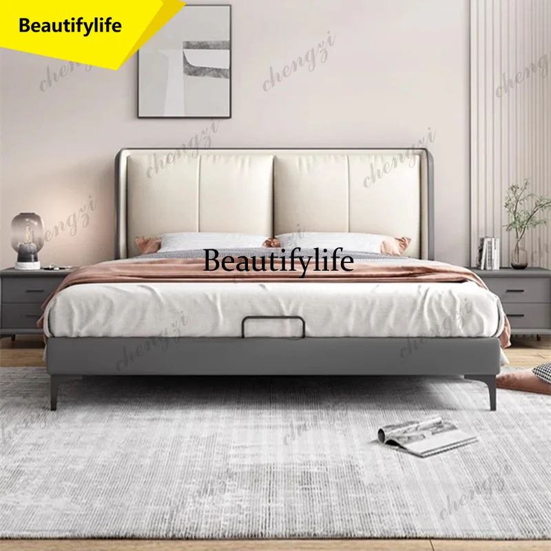 X188  Leather Sleeping Bed Platform Safe Bedroom Luxury Modern Double Frame Massage Bed Design Sofa Muebles Lounge Suite