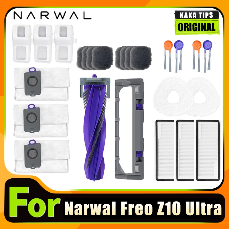 

Accessories For 나르왈 Narwal Freo Z10 Ultra Robot Vacuum Cleaner Roller Side Brush HEPA Filter Mop Pad Dust Bag Replacement Par