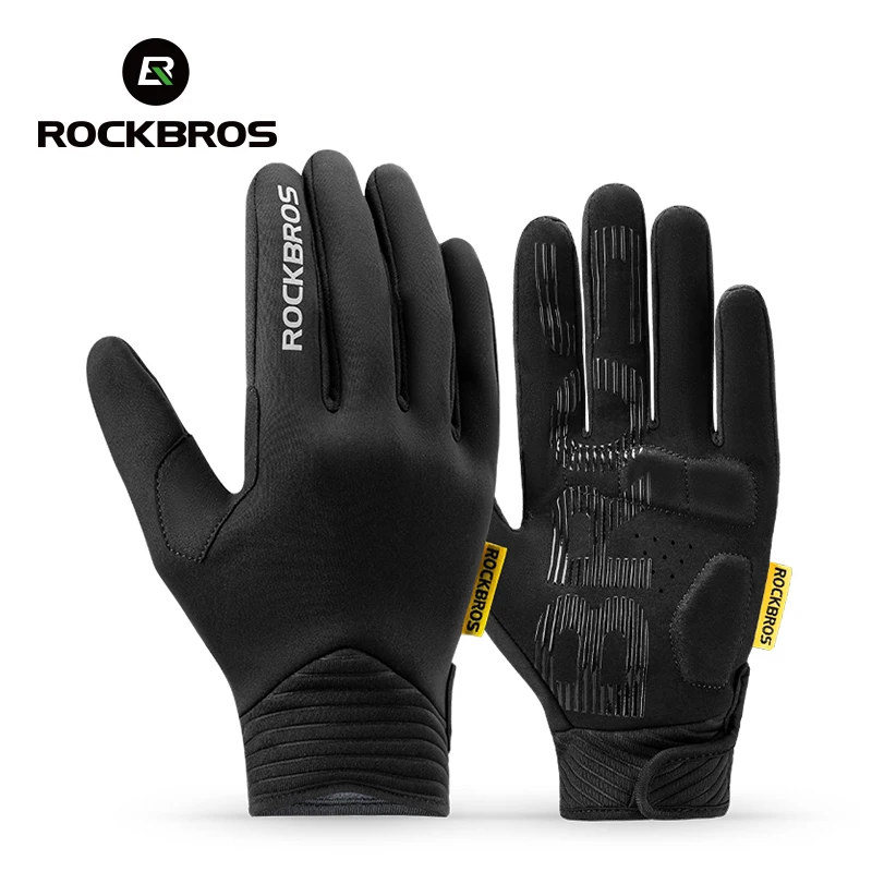 ROCKBROS Rękawiczki zimowe Utrzymuj ciepłe rękawiczki Polarowe długie palce Ekran dotykowy Wiatroszczelne rękawiczki rowerowe Rękawiczki sportowe