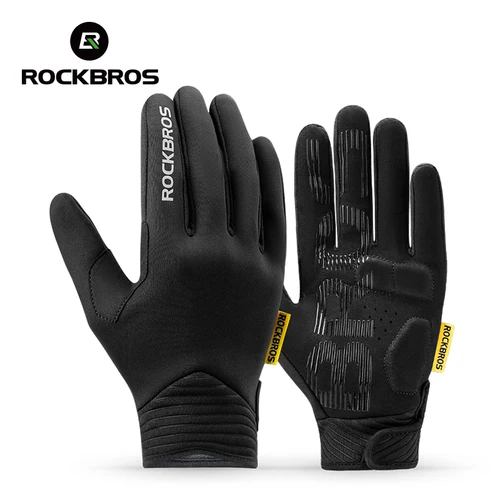Imagen 1 del producto ROCKBROS-guante de invierno para mantener el calor, guantes de lana con dedos largos, pantalla táctil, guantes de ciclismo a prueba de viento, guantes deportivos