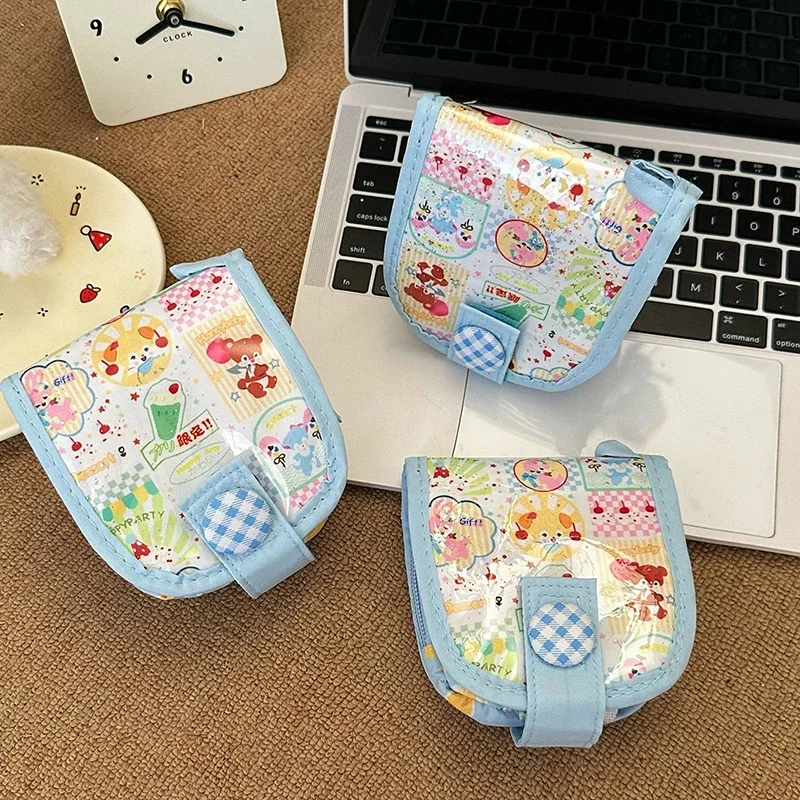 Summer Cartoon Retro Multi-layer Coin Purse Mini Short Wallet Outdoor Student Coin Bag Photocard Wallet for Girls