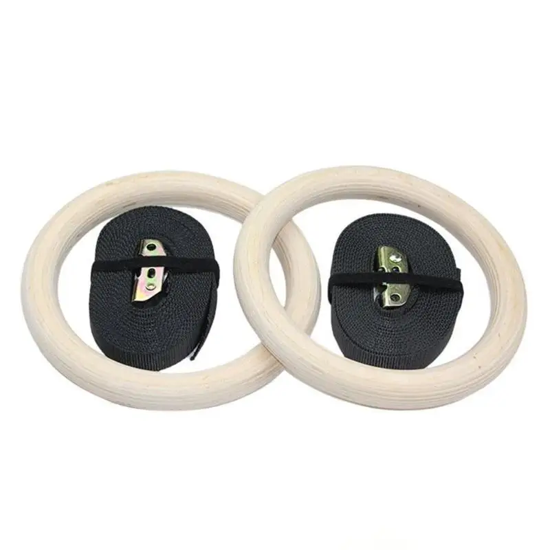 

652F Гимнастические кольца с регулируемыми пряжками, деревянные кольца для дома и улицы