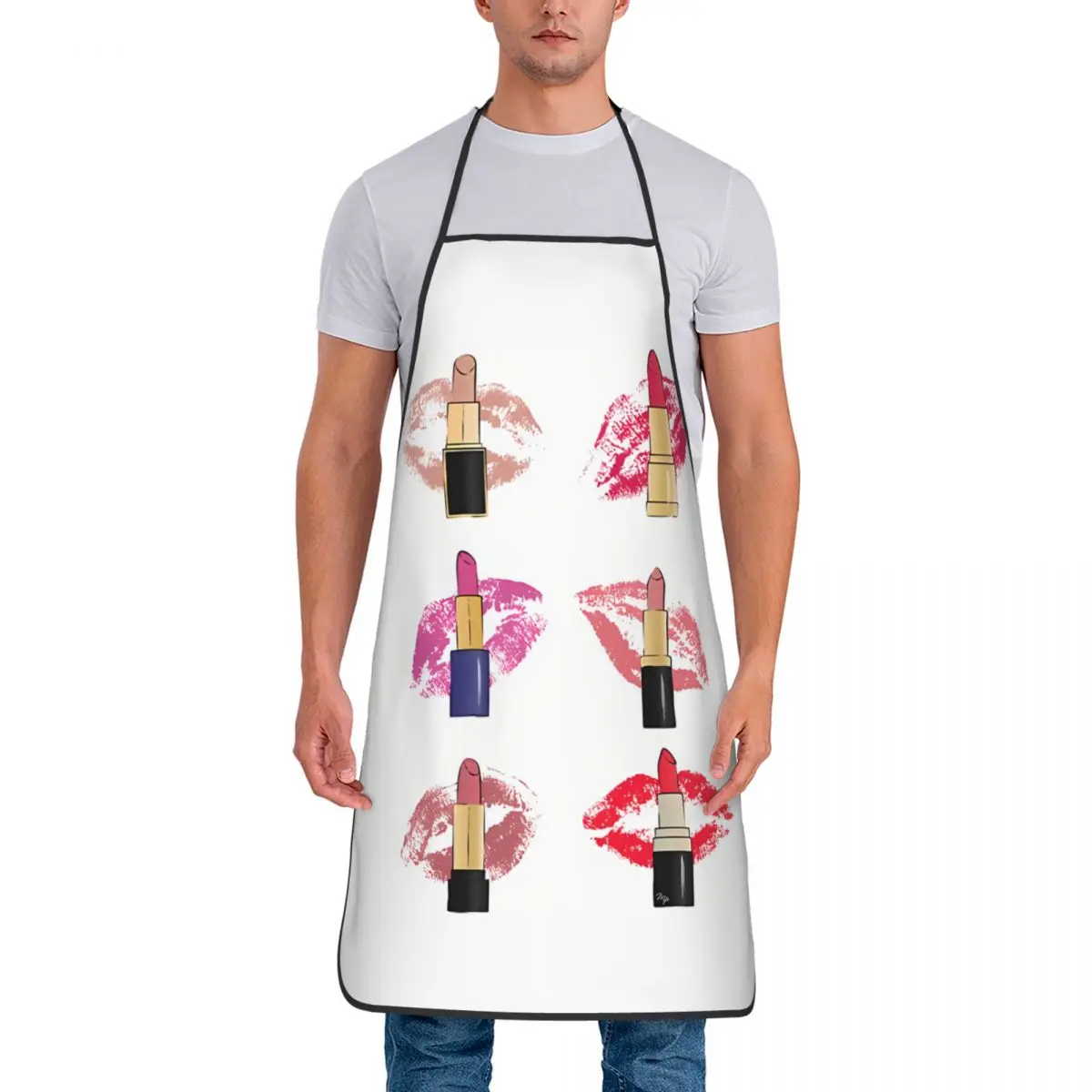 Custom Bib Set Of Lipsticks Aprons for Men Women Unisex Adult Chef Kitchen Cooking Chef Bib Tablier Chef's Table Tablier Cuisine