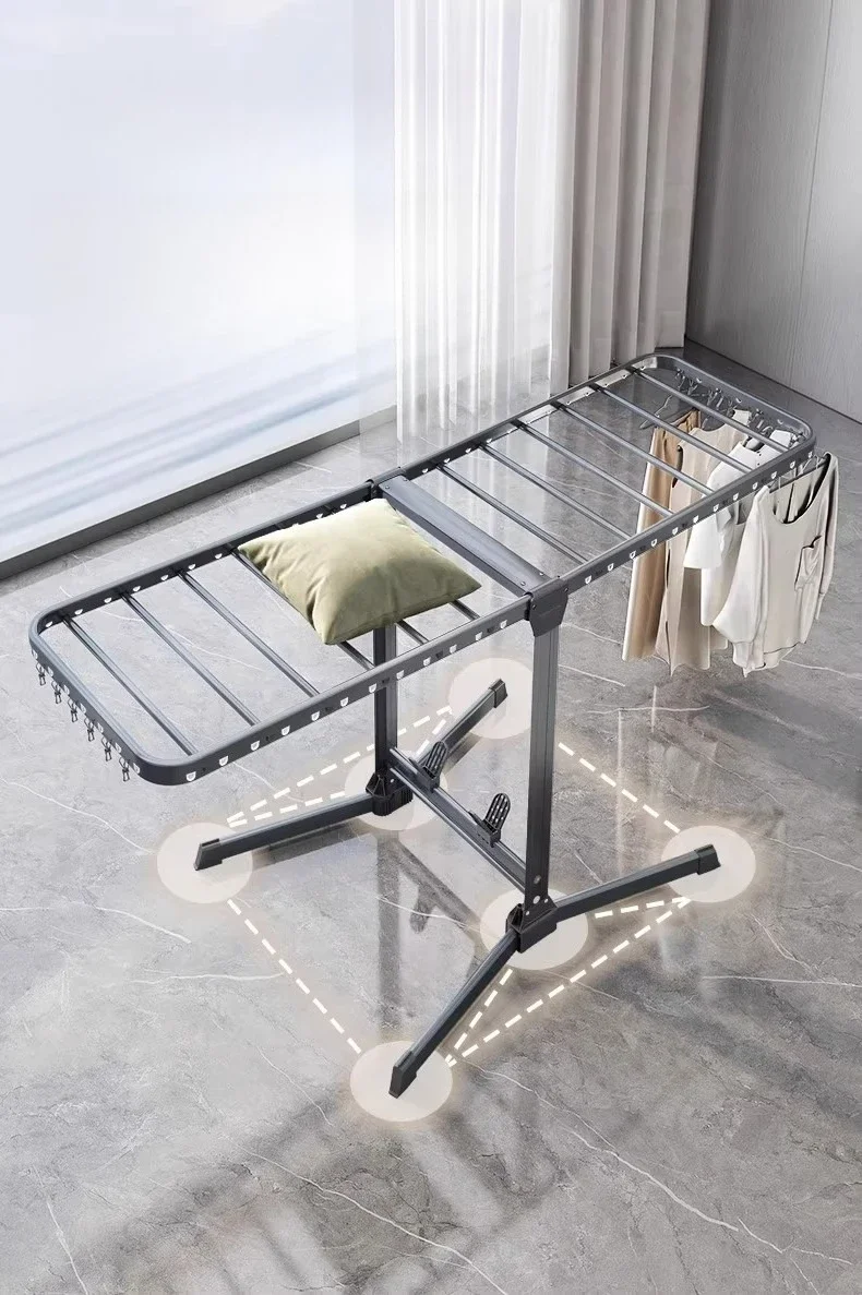 clothes drying pole Balcony Indoor household quilt drying artifact Outdoor folding Windproof mobile