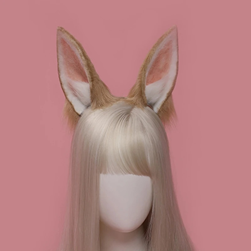 Lolita Headbands Furry Rabbit Cat Ears Headwear Kawaii Bunny Hair Hoop for Halloween Cosplay Headpiece Party Supplies