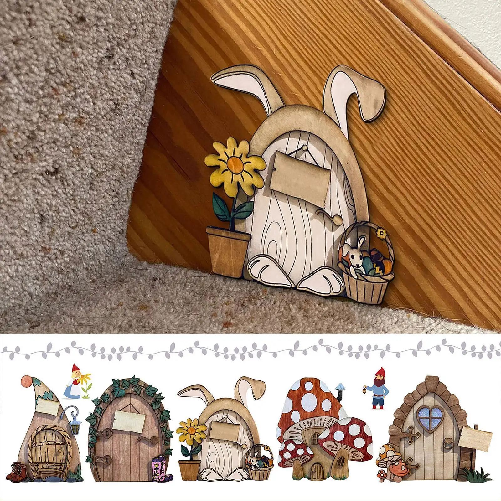 Enchanted Fairy Door Miniature Hand Painted Garden Figurine Art for Yard Decoration Outdoor Decor