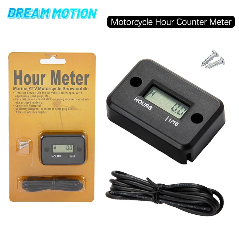 Motorcycle Hour Meter Waterproof Timer LCD Engine Gauge Counter FOR Dirt Motocross ATV Engine Instrument Marine Snowmobile