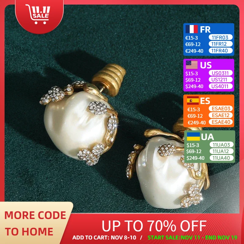 

Baroque Shell Bulb Large Natural Freshwater Pearls Earrings Luxury Designer 2025 Women Bride Antique Vintage Gold Color Jewelry