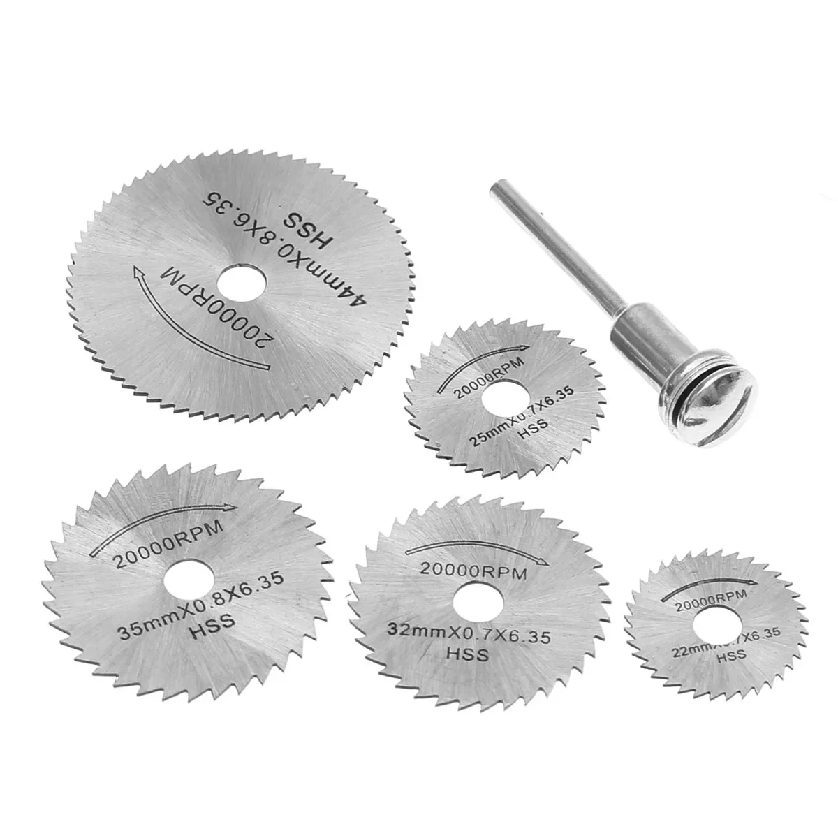 6Pcs HSS Mini Kit di utensili rotanti a lama circolare per taglierina in metallo Dremel Set di utensili elettrici mandrino Cutoff dischi da taglio