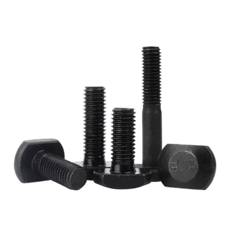 M8 M10 M12 GB37 الصف 8.8 الأسود الكربون الصلب T شكل لكمة آلة طحن المسمار الخيوط قضيب لقط غطاء الترباس كامل/نصف الموضوع