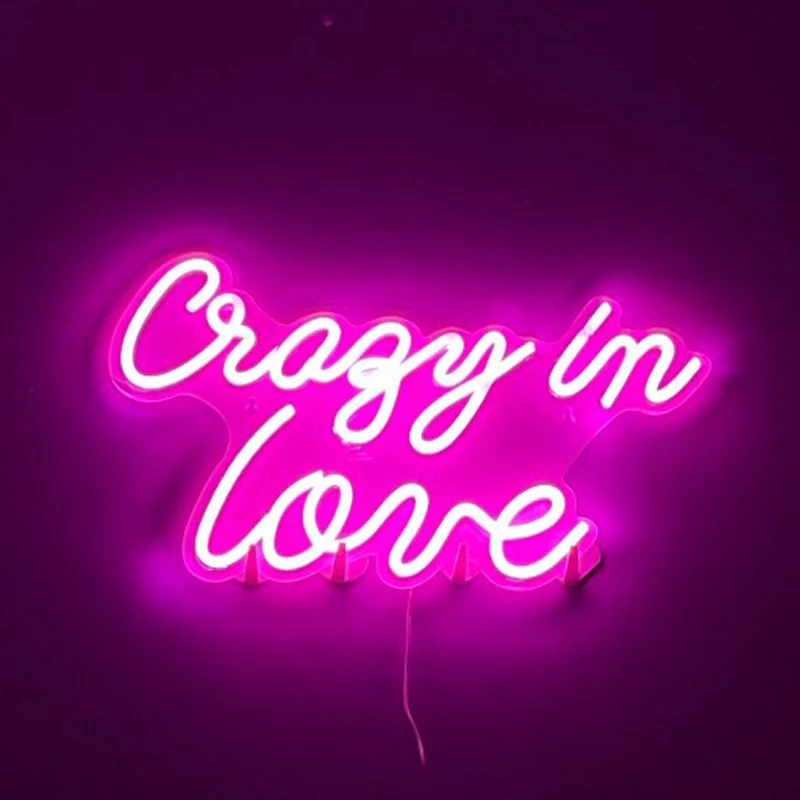 

Неоновая светодиодная вывеска Crazy in Love для спальни, комнаты, Настенный декор, акриловый ночсветильник, подарок на свадьбу, День святого Валентина