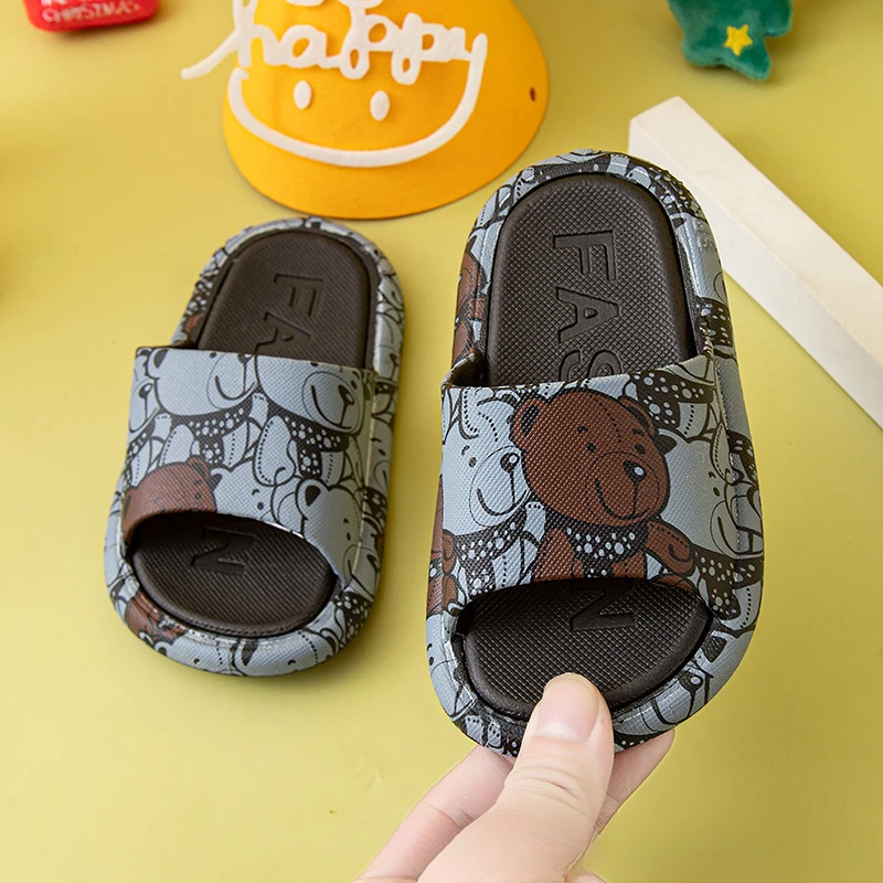 Baby Shoe Printed Cartoon Big Bear Slippers for Baby Girl Home Anti-skid Parent-child Sandal Kid Slipper Zapatos Niña Pantuflas