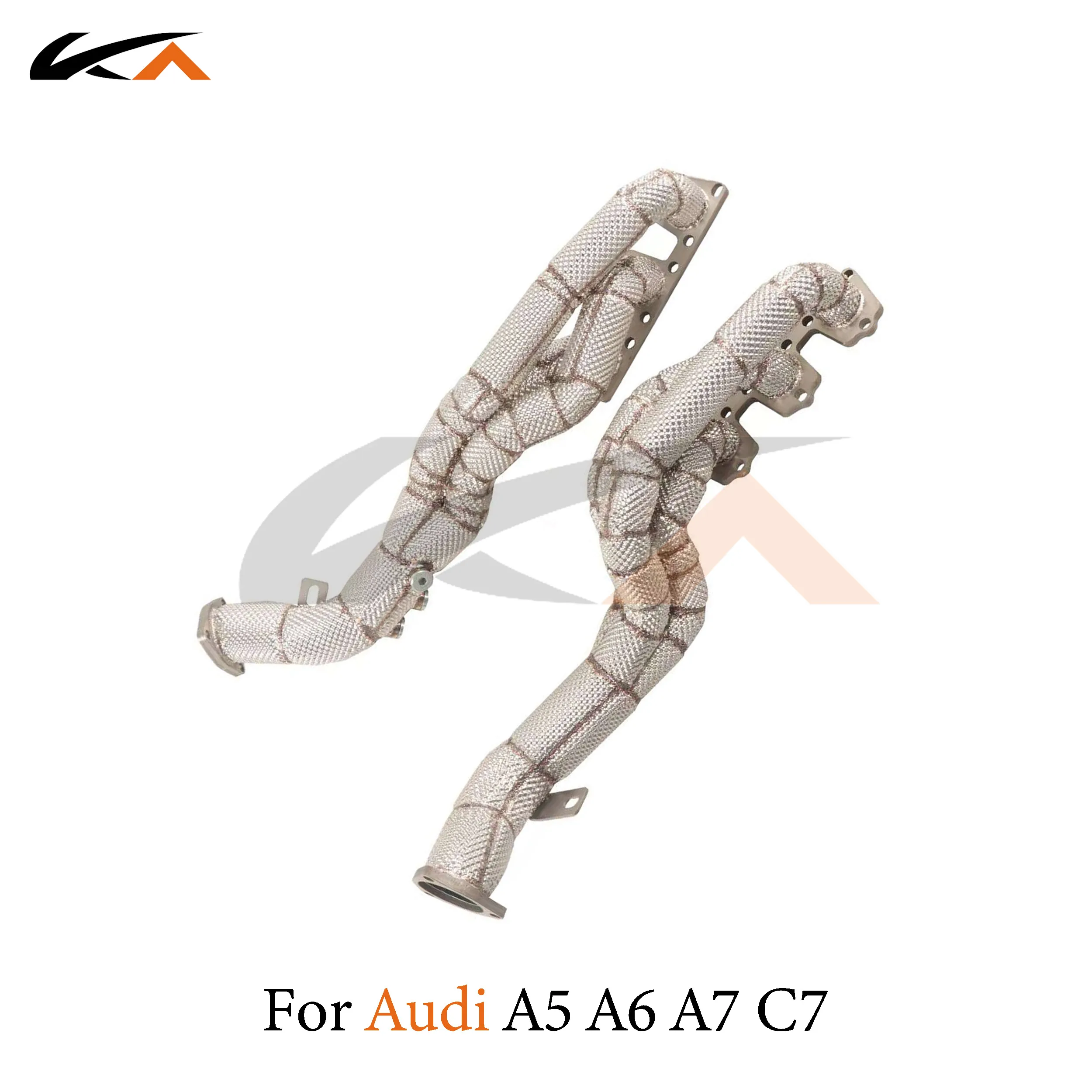 

KA Tuning exhaust system parts header stainless manifold for Audi A5 A6 C7 3.0 performance straight pipe heat shield