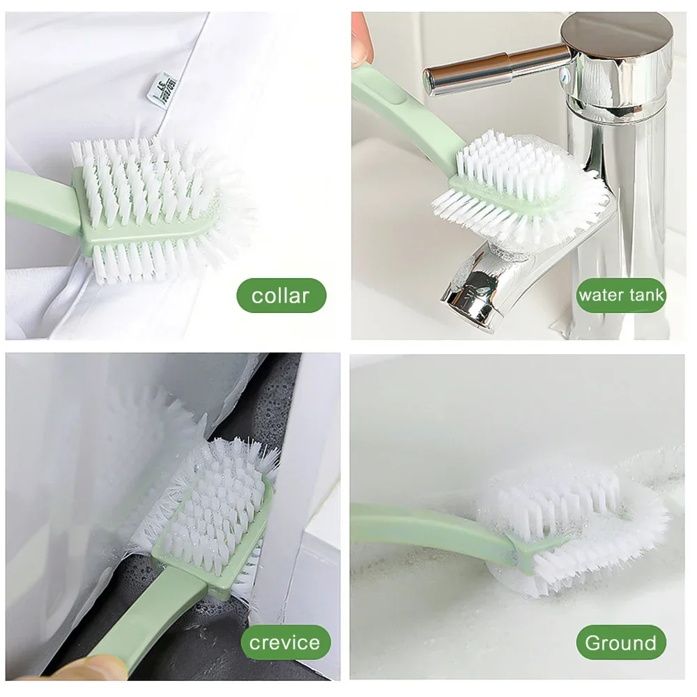 Five-sided Shoe Brush Soft-bristled Clothes Brush 360° Multi-functional Shoe Washing Wipe Home Cleaning Tool Plastic Long-handle