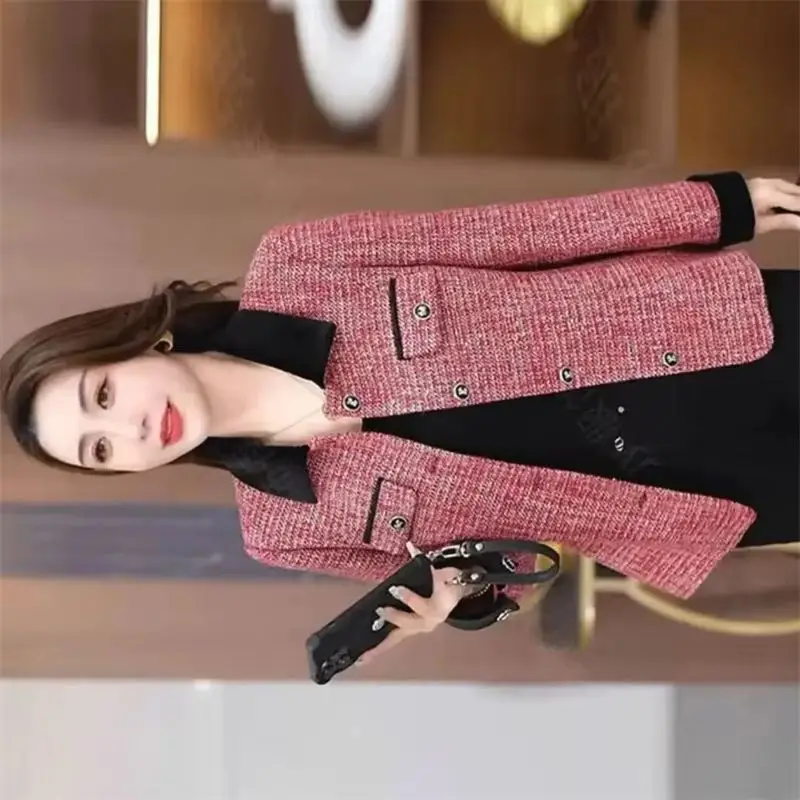 

New Spring Autumn Women Join Together Short Jackets Middle Aged Mother Causal Small Fragrance Loose Basic Outwear Female Tops