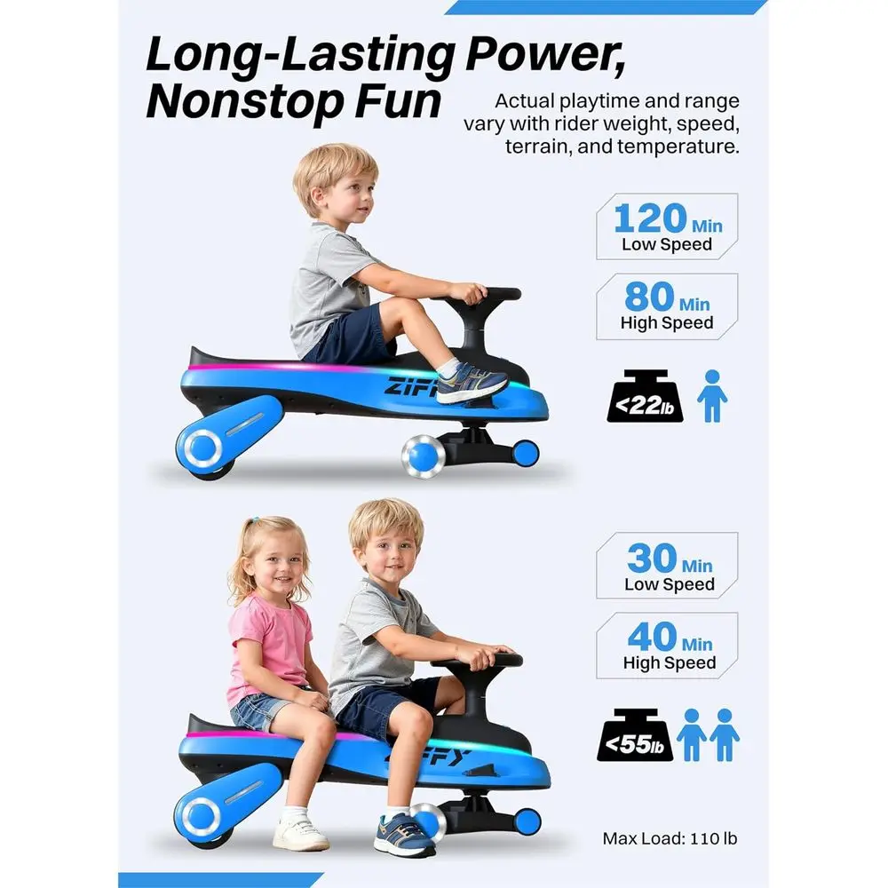 Elektryczny autko-koszulka 45W 5.5A z podświetleniem, pedałami, akumulatorem, funkcją 2w1, 2 prędkości, zabawka do jazdy, zabezpieczenie przed przewróceniem