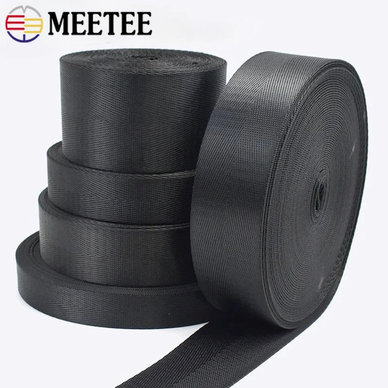 

10Meters 20-50mm Black Nylon Webbing Strap Backpack Decorative Braid Ribbon Pet Collar Bias Binding Belt Sling Sewing Accessory