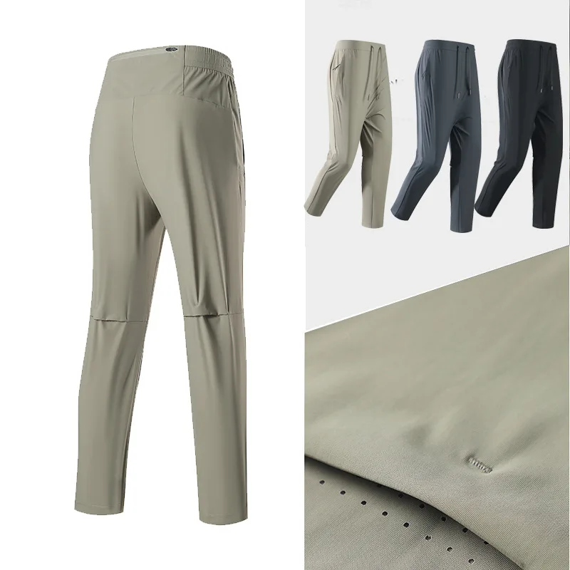 

Men's Workout Running Pants 2026 Summer Quick Dry Breathable with Panels Side Zipper Pockets for Basketball Football Training