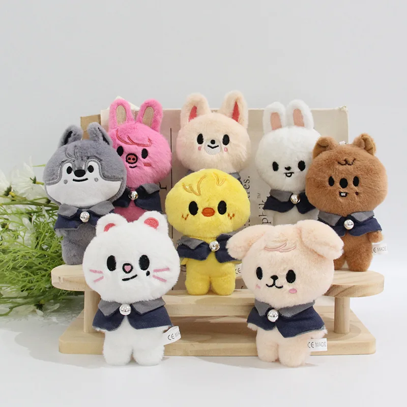 

10cm SKZOO Plush Toy Keychain Stray Kids Kpop Cartoon Stuffed Animal Plush Doll Keychain Pendant Fan Birthday Accessory Gift