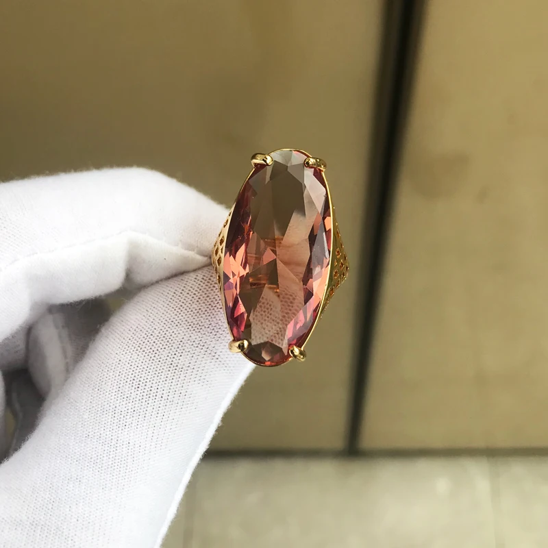 Big Stone 15*30mm Created Zultanite Ring Handmade Jewelry Sudan Stone Color Change for Women Engagement Party Birthday Gift